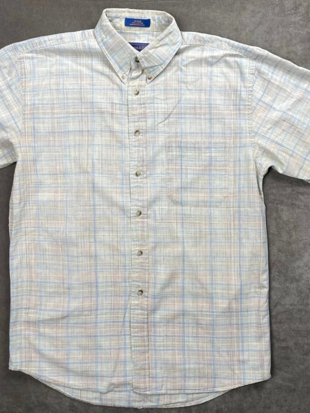 Pendleton Woolen Mills Ivory Cream Plaid Button-Up Shirt Men's M